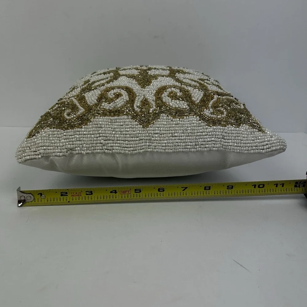 Bohemian Ethnic Beaded Intricate Art Nouveau Pillow Bed Home Decor Gold 11